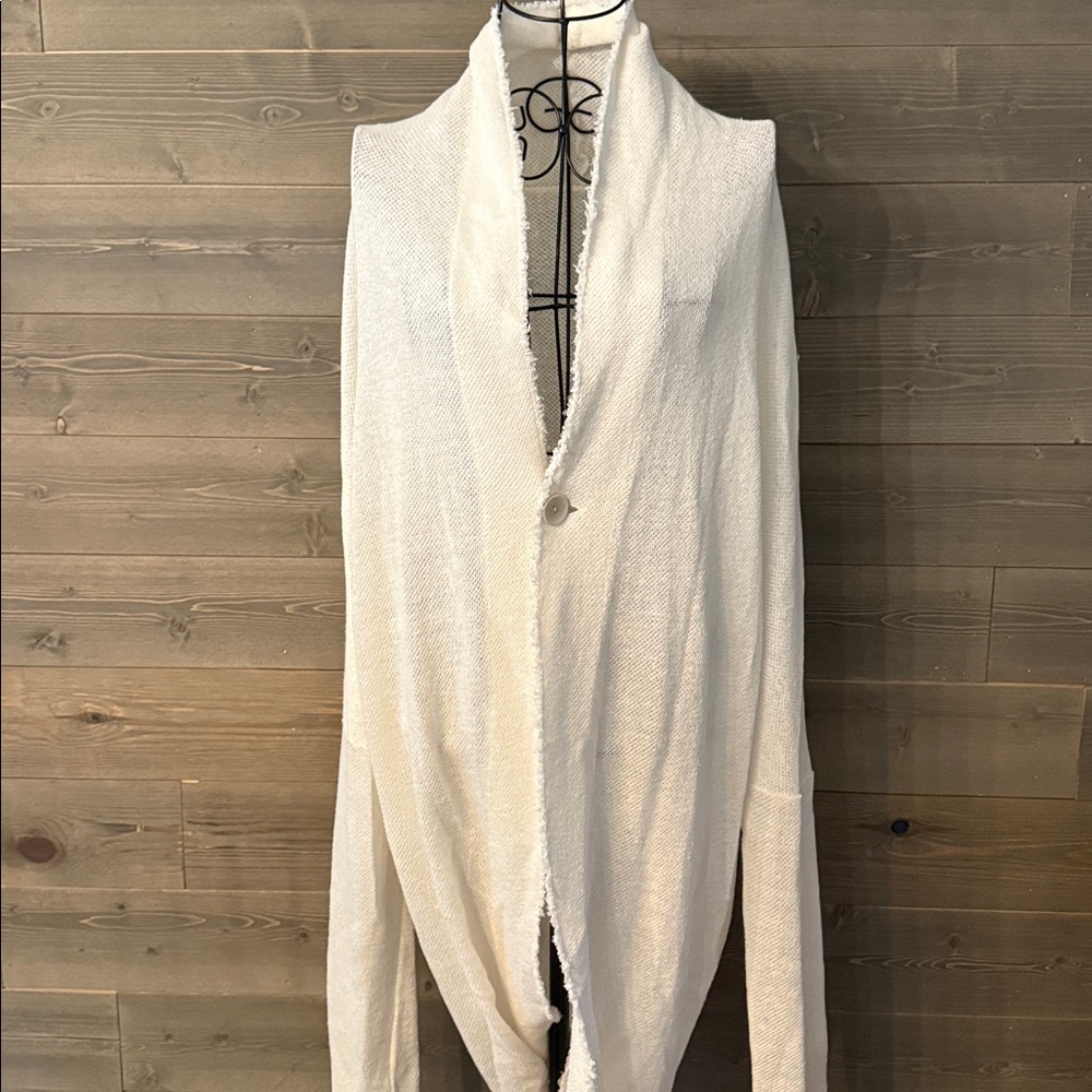 Bajra white long sleeve waffle knit cardigan, contemporary style